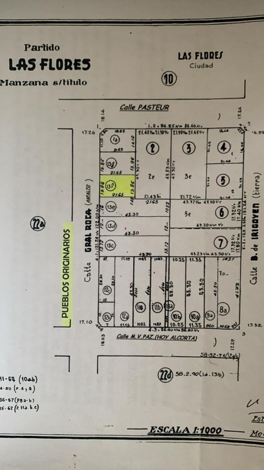 Lote de 13,86 x 21,65 - Las Flores