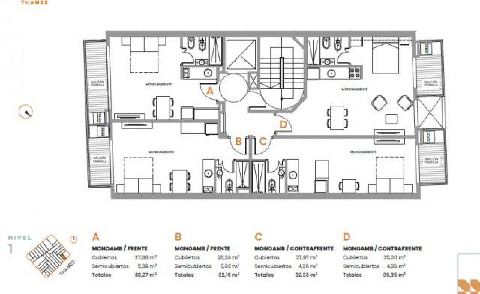 Comodo y funcional  proyecto de unidades de 1, 2 y 3 ambientes