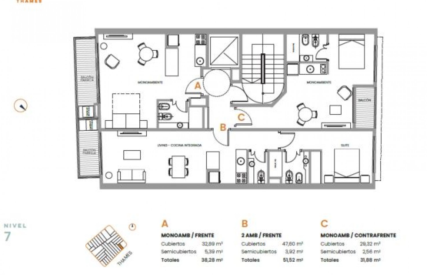 Comodo y funcional  proyecto de unidades de 1, 2 y 3 ambientes