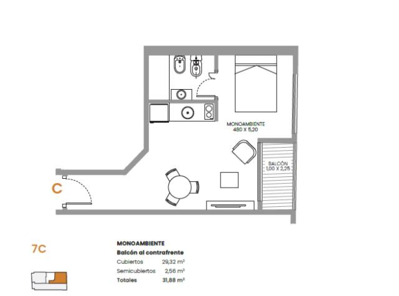 Comodo y funcional  proyecto de unidades de 1, 2 y 3 ambientes