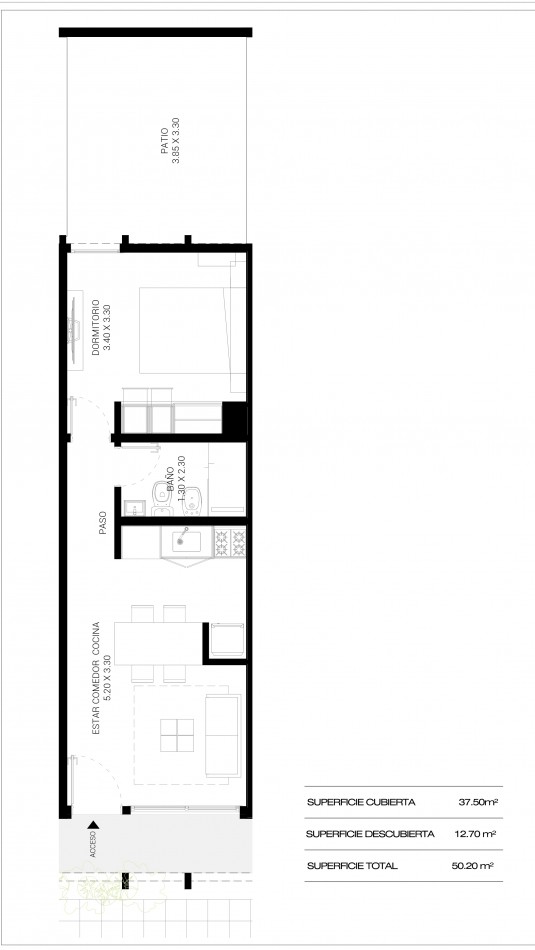 Departamento 2 ambientes P.B con patio Moron