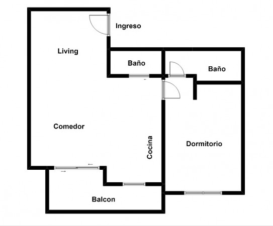 DEPARTAMENTO SEMIPISO AL FRENTE DE 2 AMBIENTES, 4 PISO, 57 M2. EXCELENTE UBICACION.