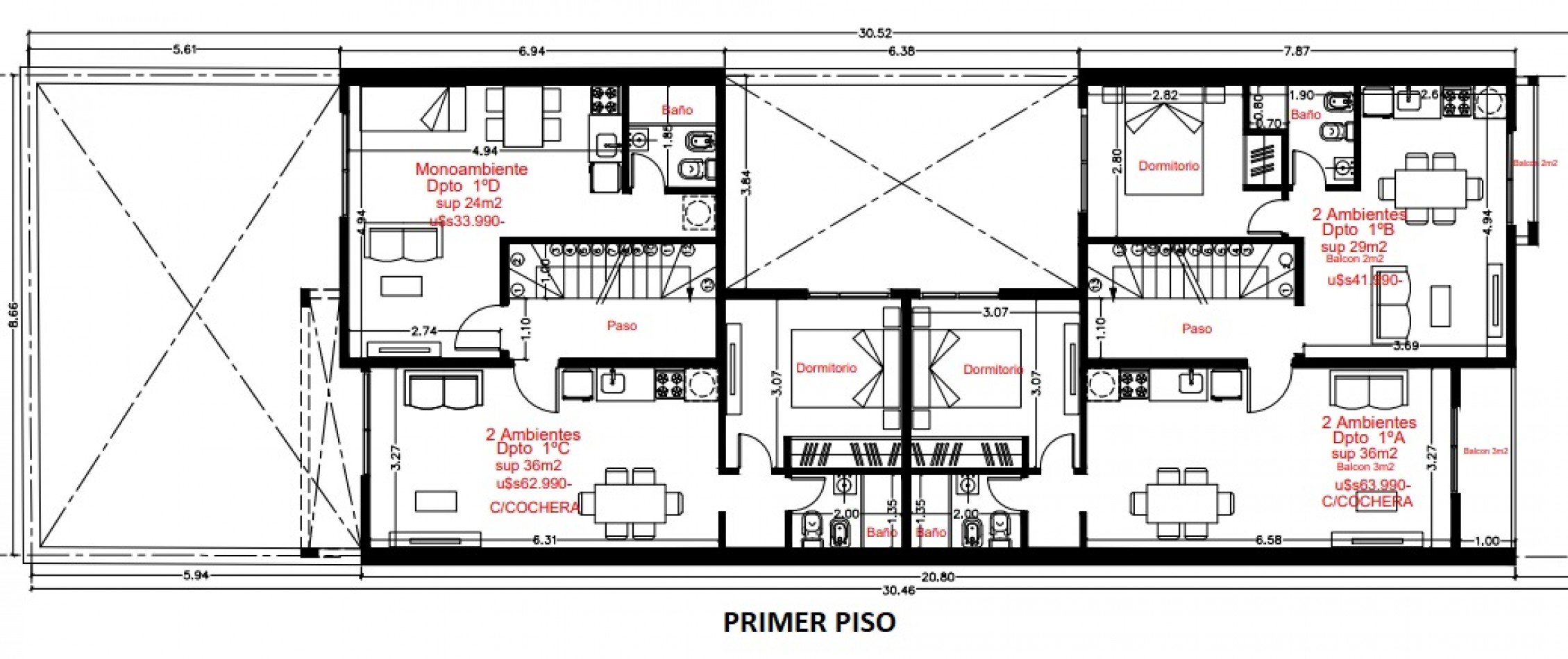 MONOAMBIENTE EN 2DO PISO, DTO C, 21M2, BANFIELD.