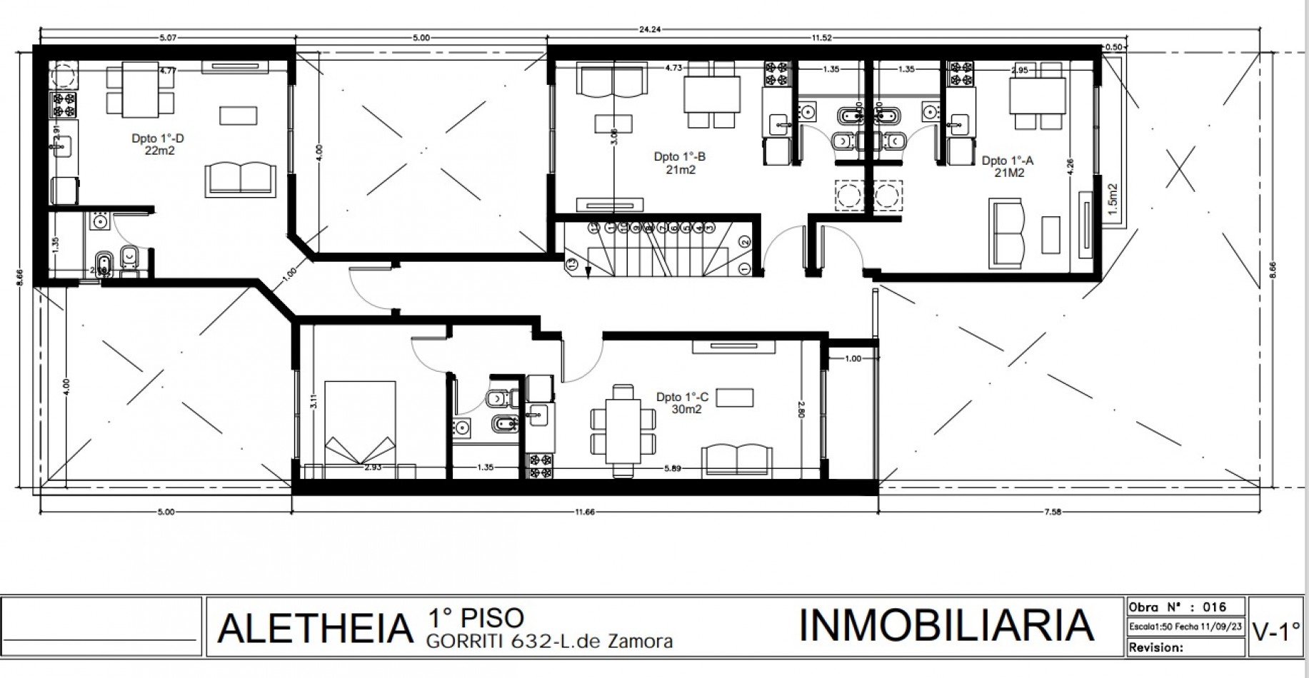 DEPARTAMENTO 2 AMBIENTES, AL FRENTE CON BALCON. 1ER PISO, DTO C. 33M2.